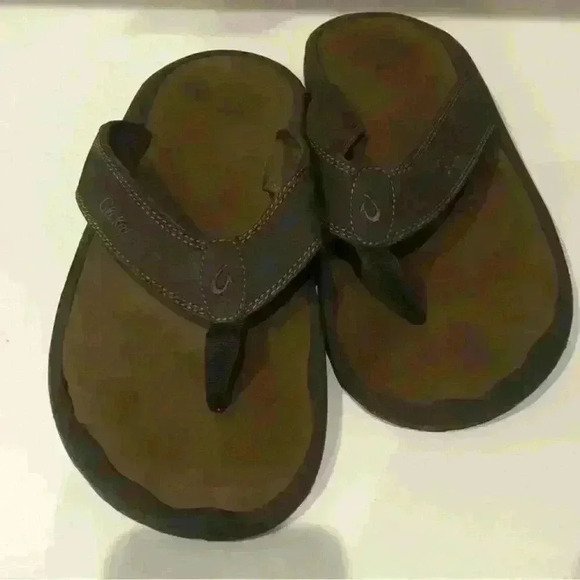 Men’s Olukai Ohana Brown Flip Flops Size 13 - Picture 1 of 6
